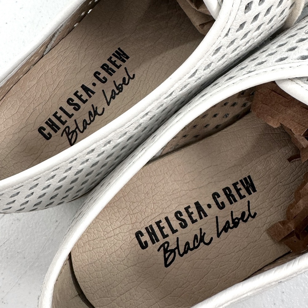 Chelsea Crew Black Label Women's Woody Leather Oxford Loafers Laser-cut White - Picture 7 of 8